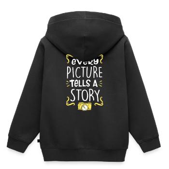 Appareil photo - Sweat Premium à capuche enfant bio - noir - Dos - AI Model Kid Male (0cm)