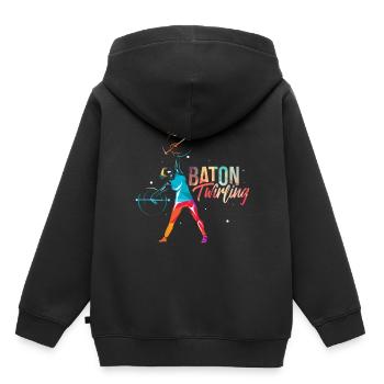 Baton Twirling Cadeau - Sweat Premium à capuche enfant bio - noir - Dos - AI Model Kid Male (0cm)