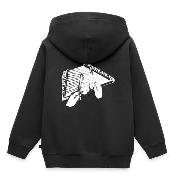 Planche à découper - Sweat Premium à capuche enfant bio - noir - Dos - AI Model Kid Male (0cm)
