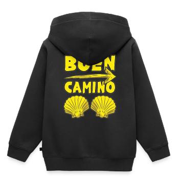 BUEN CAMINO Humour de pèlerin à coquille jaune - Sweat Premium à capuche enfant bio - noir - Dos - AI Model Kid Male (0cm)