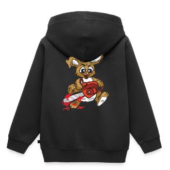 böser Hase mit Kettensäge - Kinder Premium Organic Hoodie - Schwarz - Hinten - AI Model Kid Male (0cm)