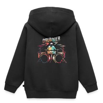Schlagzeuger Schlagzeug - Kinder Premium Organic Hoodie - Schwarz - Hinten - AI Model Kid Male (0cm)