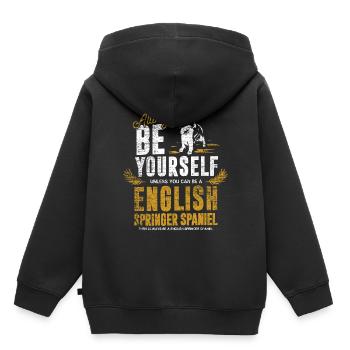 Geschenk English Springer Spaniel - Kinder Premium Organic Hoodie - Schwarz - Hinten - AI Model Kid Male (0cm)