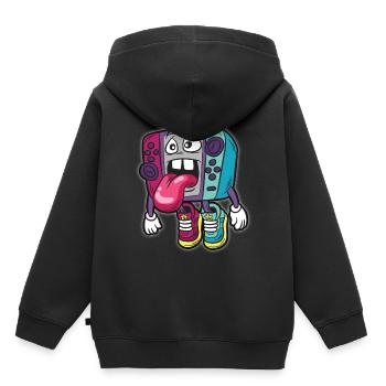 Gamer Humor Lustiger Cartoon Comic Controller - Kinder Premium Organic Hoodie - Schwarz - Hinten - AI Model Kid Male (0cm)