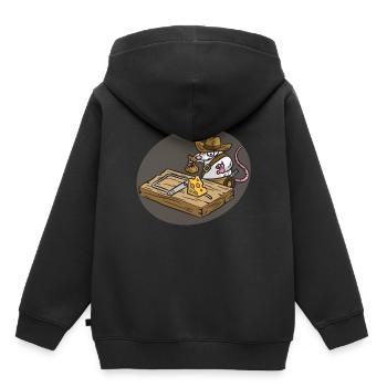 INDIANA JONES Souris Pièges Fromage Enfants Humour - Sweat Premium à capuche enfant bio - noir - Dos - AI Model Kid Male (0cm)