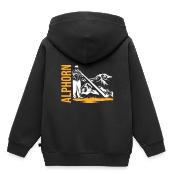 Alphorn Alpen - Kinder Premium Organic Hoodie - Schwarz - Hinten - AI Model Kid Male (0cm)