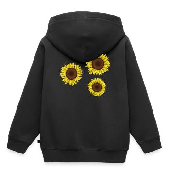 Sonnenblumen - Kinder Premium Organic Hoodie - Schwarz - Hinten - AI Model Kid Male (0cm)