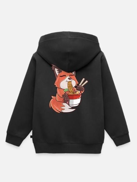 Ramen Kawaii Fuchs - Kinder Premium Organic Hoodie - Schwarz