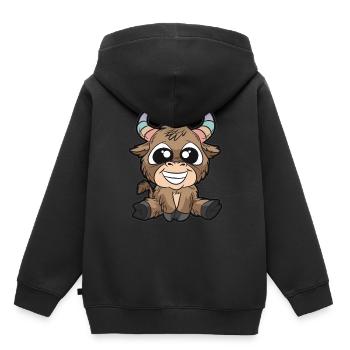 Cornes pastel signe du zodiaque taureau - Sweat Premium à capuche enfant bio - noir - Dos - AI Model Kid Male (0cm)