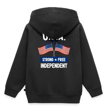 Amérique du Nord - Sweat Premium à capuche enfant bio - noir - Dos - AI Model Kid Male (0cm)