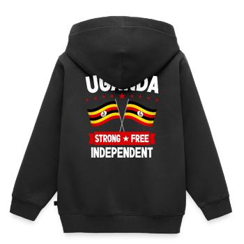 Uganda - Kids Premium Organic Hoodie - black - Back - AI Model Kid Male (0cm)
