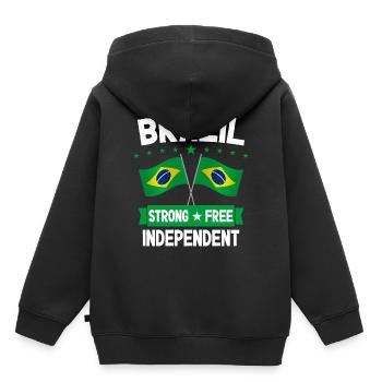 Brasilien - Kinder Premium Organic Hoodie - Schwarz - Hinten - AI Model Kid Male (0cm)