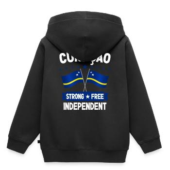 Curaçao - Kinder Premium Organic Hoodie - Schwarz - Hinten - AI Model Kid Male (0cm)