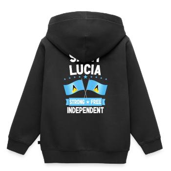 Sainte-Lucie - Sweat Premium à capuche enfant bio - noir - Dos - AI Model Kid Male (0cm)