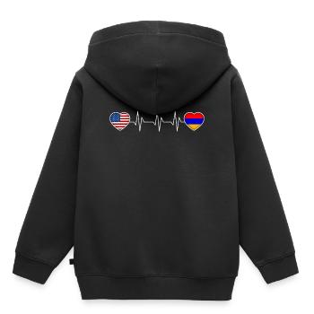 Arménie - Sweat Premium à capuche enfant bio - noir - Dos - AI Model Kid Male (0cm)