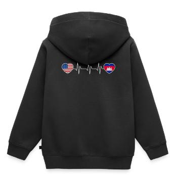 Cambodge - Sweat Premium à capuche enfant bio - noir - Dos - AI Model Kid Male (0cm)