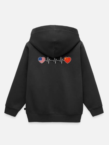 China - Kinder Premium Organic Hoodie - Schwarz