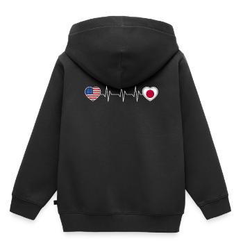 Japan - Kinder Premium Organic Hoodie - Schwarz - Hinten - AI Model Kid Male (0cm)