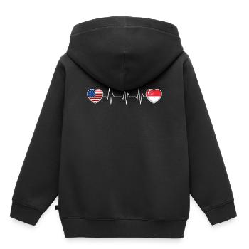 Singapur - Kinder Premium Organic Hoodie - Schwarz - Hinten - AI Model Kid Male (0cm)