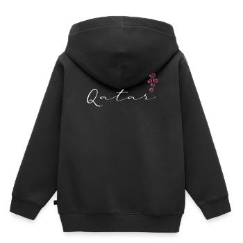 Qatar - Sweat Premium à capuche enfant bio - noir - Dos - AI Model Kid Male (0cm)