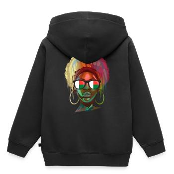Macédoine - Sweat Premium à capuche enfant bio - noir - Dos - AI Model Kid Male (0cm)
