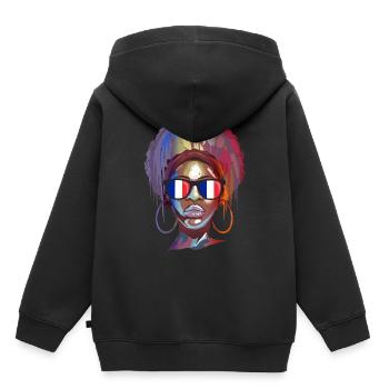 Frankreich - Kinder Premium Organic Hoodie - Schwarz - Hinten - AI Model Kid Male (0cm)