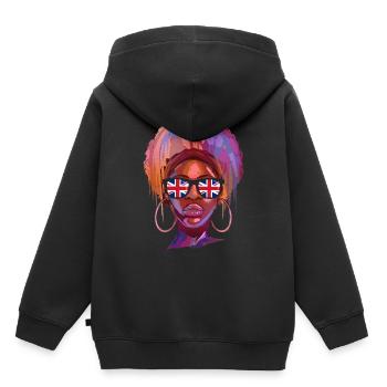 Royaume-Uni - Sweat Premium à capuche enfant bio - noir - Dos - AI Model Kid Male (0cm)