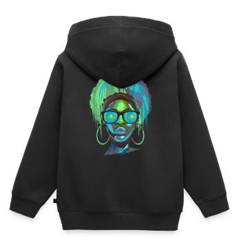 Kazakhstan - Sweat Premium à capuche enfant bio - noir - Dos - AI Model Kid Male (0cm)