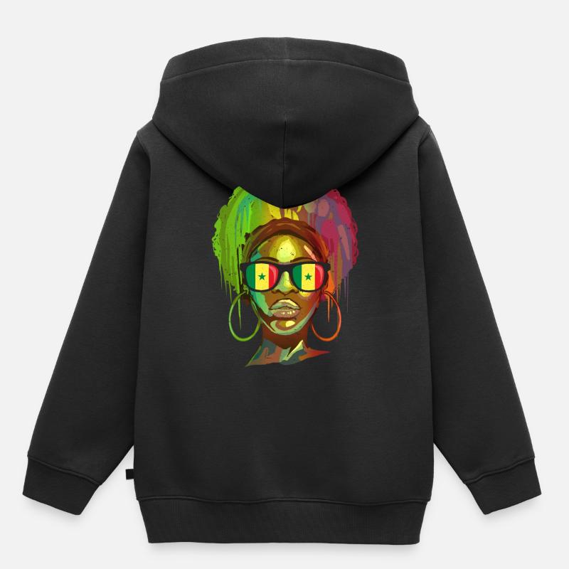 Sénégal - Sweat Premium à capuche enfant bio - noir