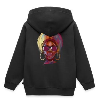 Qatar - Sweat Premium à capuche enfant bio - noir - Dos - AI Model Kid Male (0cm)