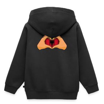 Albanie - Sweat Premium à capuche enfant bio - noir - Dos - AI Model Kid Male (0cm)