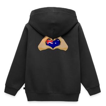 Australien - Kinder Premium Organic Hoodie - Schwarz - Hinten - AI Model Kid Male (0cm)
