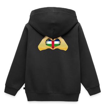 République Centrafricaine - Sweat Premium à capuche enfant bio - noir - Dos - AI Model Kid Male (0cm)