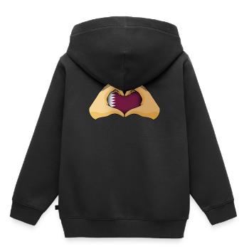 Qatar - Sweat Premium à capuche enfant bio - noir - Dos - AI Model Kid Male (0cm)