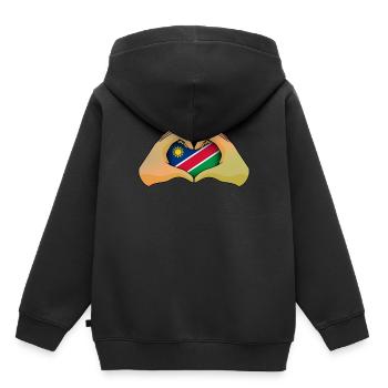 Namibie - Sweat Premium à capuche enfant bio - noir - Dos - AI Model Kid Male (0cm)