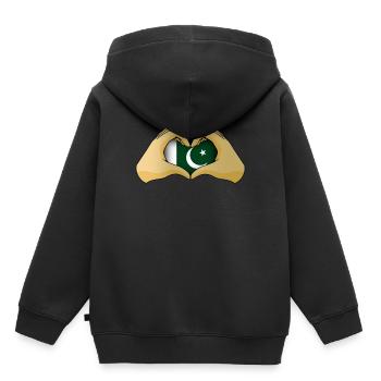 Pakistan - Sweat Premium à capuche enfant bio - noir - Dos - AI Model Kid Male (0cm)