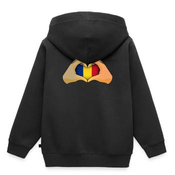 Roumanie - Sweat Premium à capuche enfant bio - noir - Dos - AI Model Kid Male (0cm)