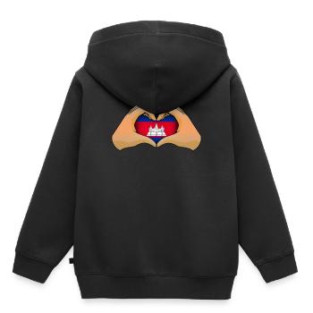 Cambodge - Sweat Premium à capuche enfant bio - noir - Dos - AI Model Kid Male (0cm)