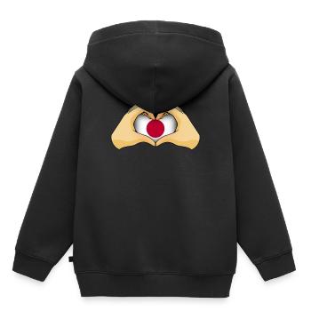 Japan - Kinder Premium Organic Hoodie - Schwarz - Hinten - AI Model Kid Male (0cm)
