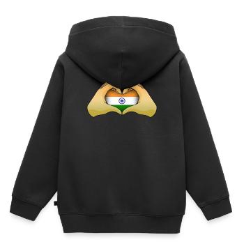 Indien - Kinder Premium Organic Hoodie - Schwarz - Hinten - AI Model Kid Male (0cm)