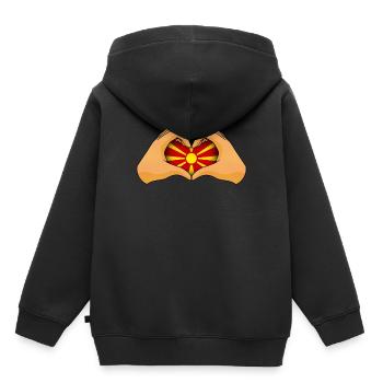 Macédoine - Sweat Premium à capuche enfant bio - noir - Dos - AI Model Kid Male (0cm)