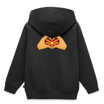 Macédoine du Nord - Sweat Premium à capuche enfant bio - noir - Dos - AI Model Kid Male (0cm)