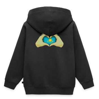 Kazakhstan - Sweat Premium à capuche enfant bio - noir - Dos - AI Model Kid Male (0cm)