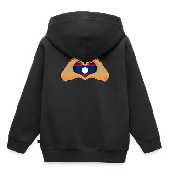 Laos - Sweat Premium à capuche enfant bio - noir - Dos - AI Model Kid Male (0cm)