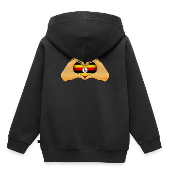Uganda - Kids Premium Organic Hoodie - black - Back - AI Model Kid Male (0cm)
