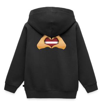 Lettonie - Sweat Premium à capuche enfant bio - noir - Dos - AI Model Kid Male (0cm)