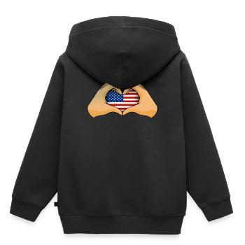 Amérique du Nord - Sweat Premium à capuche enfant bio - noir - Dos - AI Model Kid Male (0cm)