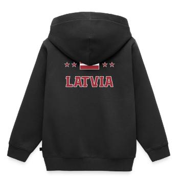 Lettonie - Sweat Premium à capuche enfant bio - noir - Dos - AI Model Kid Male (0cm)