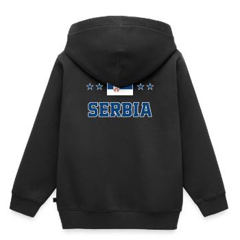 Serbien - Kinder Premium Organic Hoodie - Schwarz - Hinten - AI Model Kid Male (0cm)