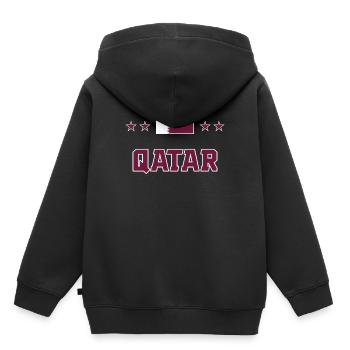 Qatar - Sweat Premium à capuche enfant bio - noir - Dos - AI Model Kid Male (0cm)